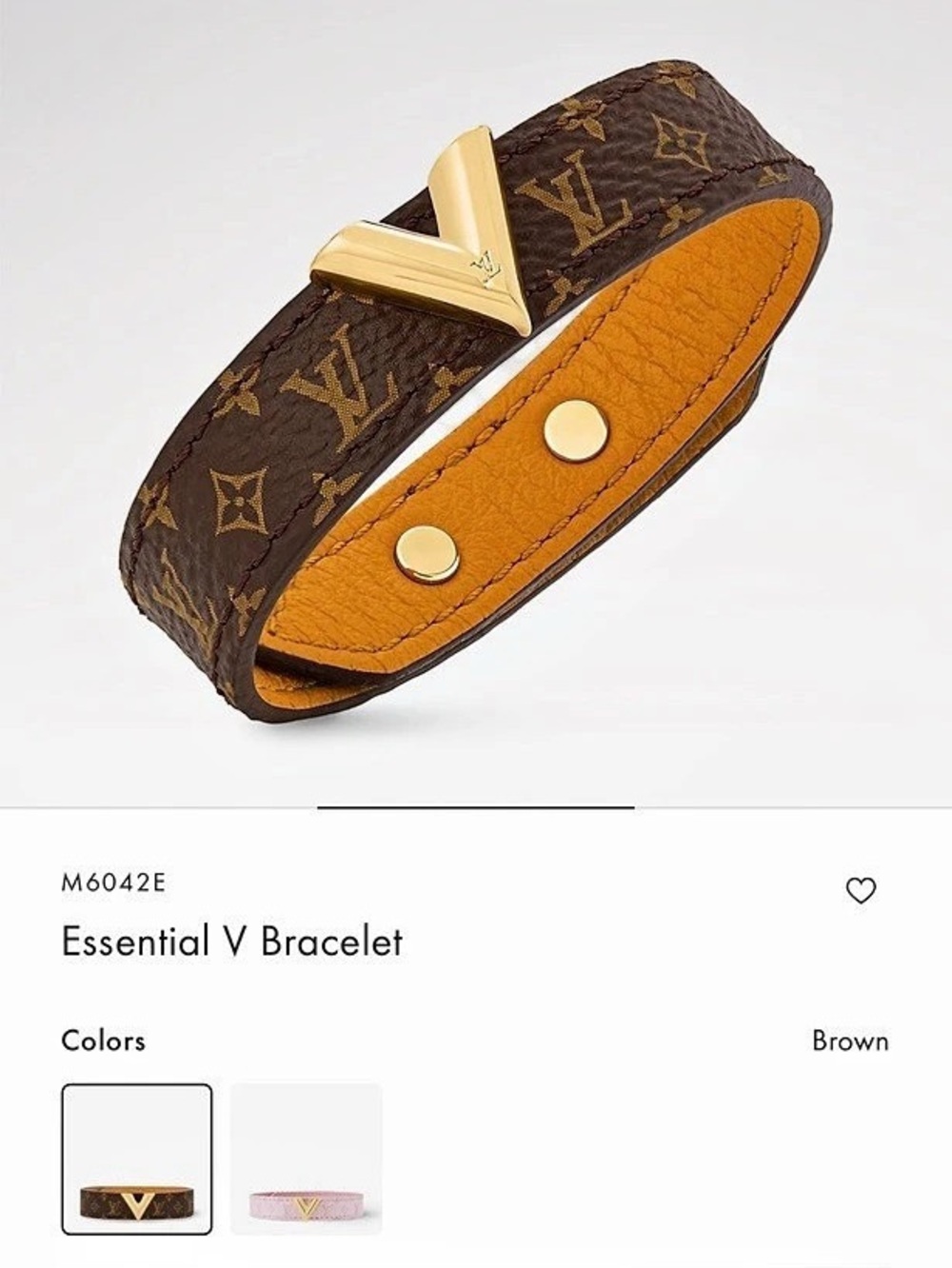 Louis Vuitton Essential V Bracelet in Brown & Gold